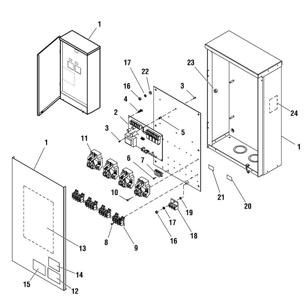 Power Management System - Hinged Enclosure Diagram and Parts List for 071035-01  Briggs and Stratton Generator
